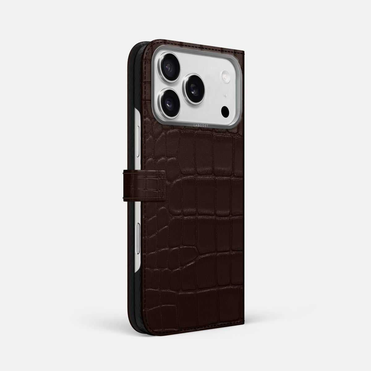 Folio Case with Clasp For iPhone 18 Pro Max In Alligator -1 | Dark-Brown-Steel