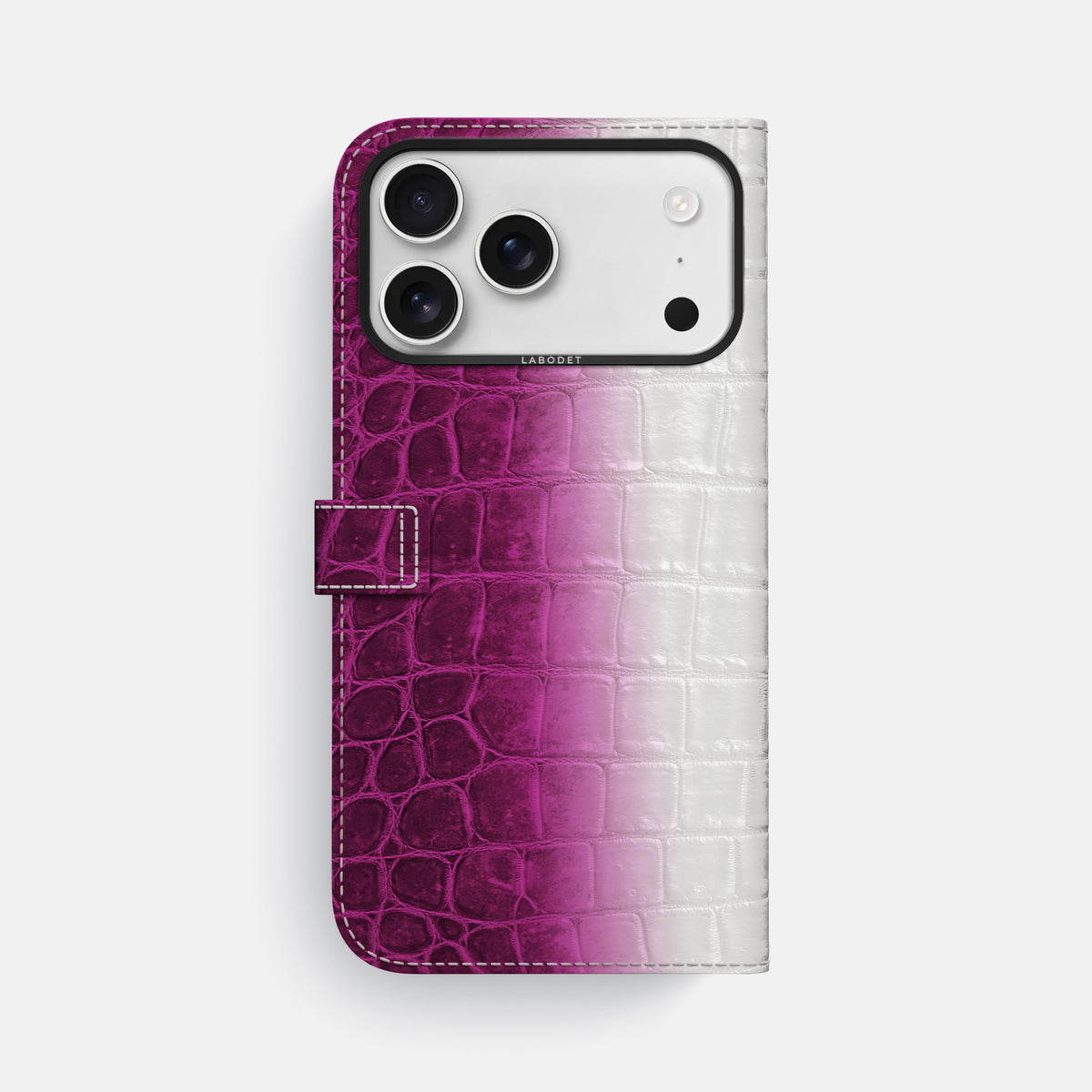 Folio Case with Clasp For iPhone 17 Pro Max In Himalayan Crocodile -3 | Fuchsia-Black