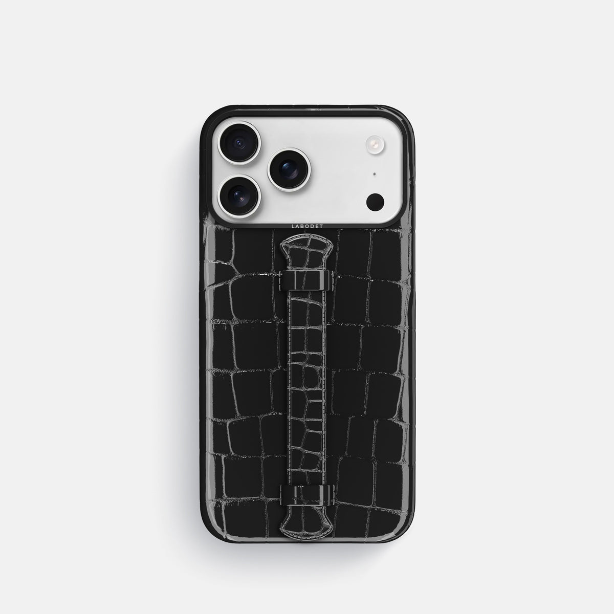 Center Handle For iPhone 17 Pro In Shiny Alligator -1 | Black-Black