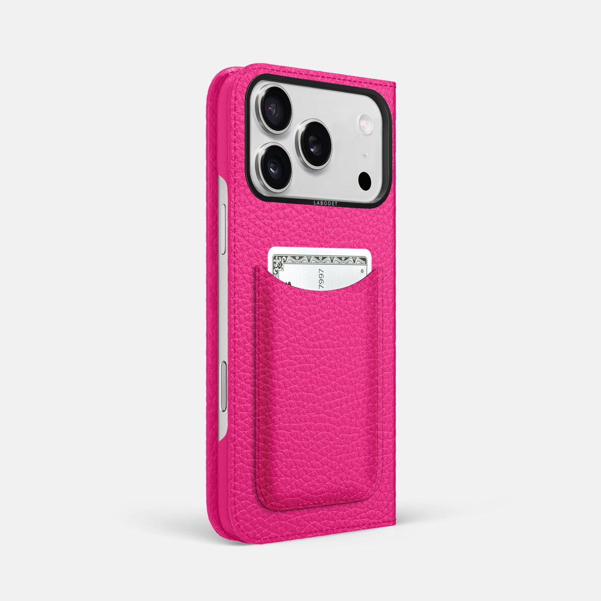 Folio Case with Card For iPhone 18 Pro Max In Calf -1 | Magenta-Black