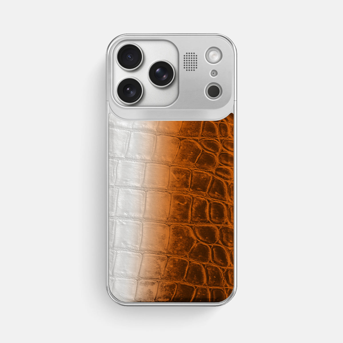 Metal Case For iPhone 17 Pro Max In Himalayan Crocodile -1 | Orange-Steel