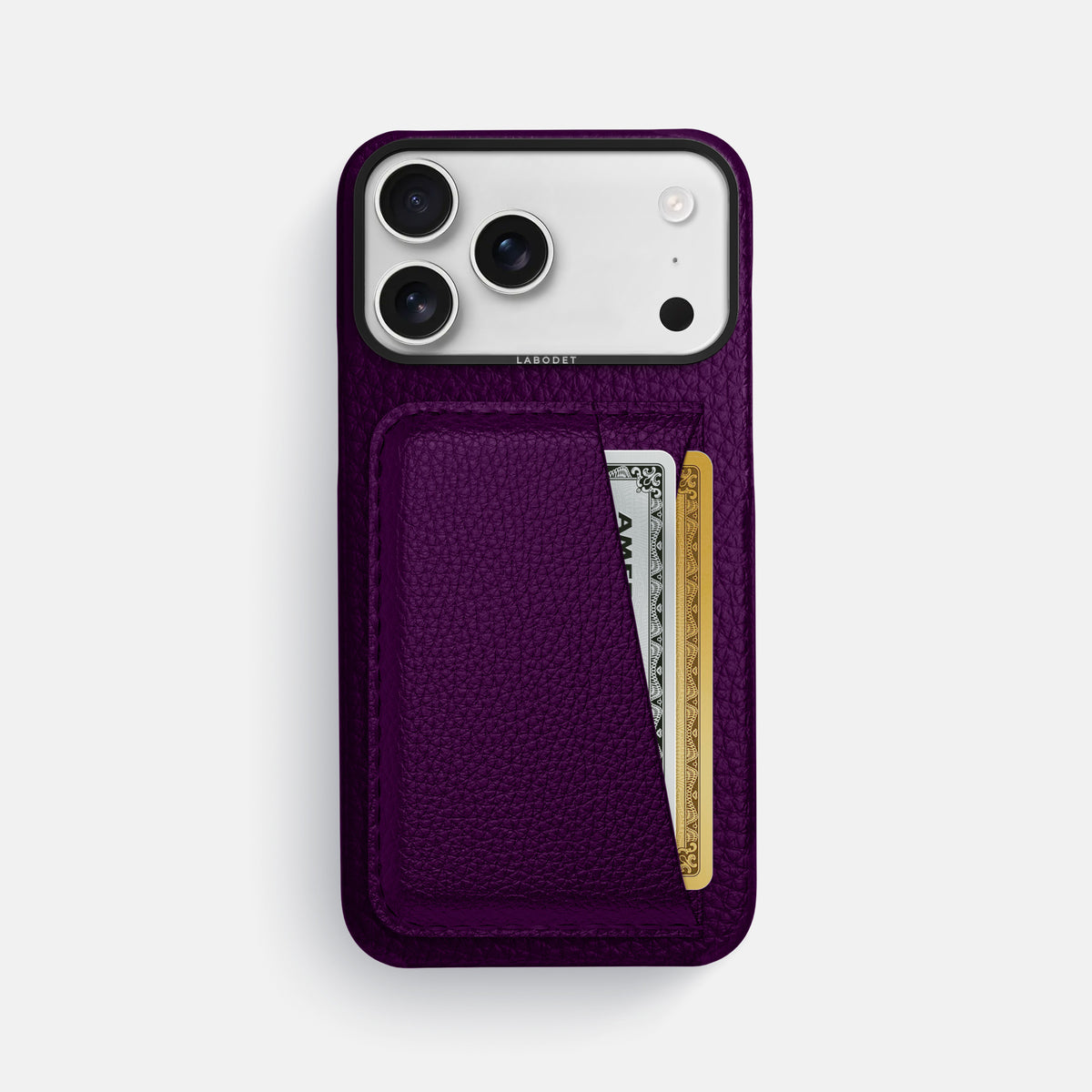 Double Card Case For iPhone 17 Pro Max In Calf -1 | Violet-Black
