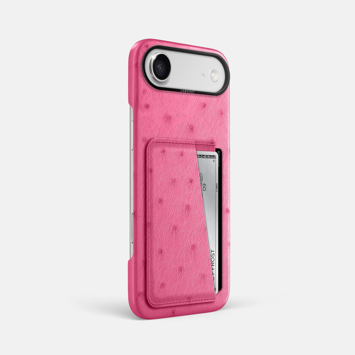 Double Card Case For iPhone 17 Air In Ostrich -2 | Pink-Black
