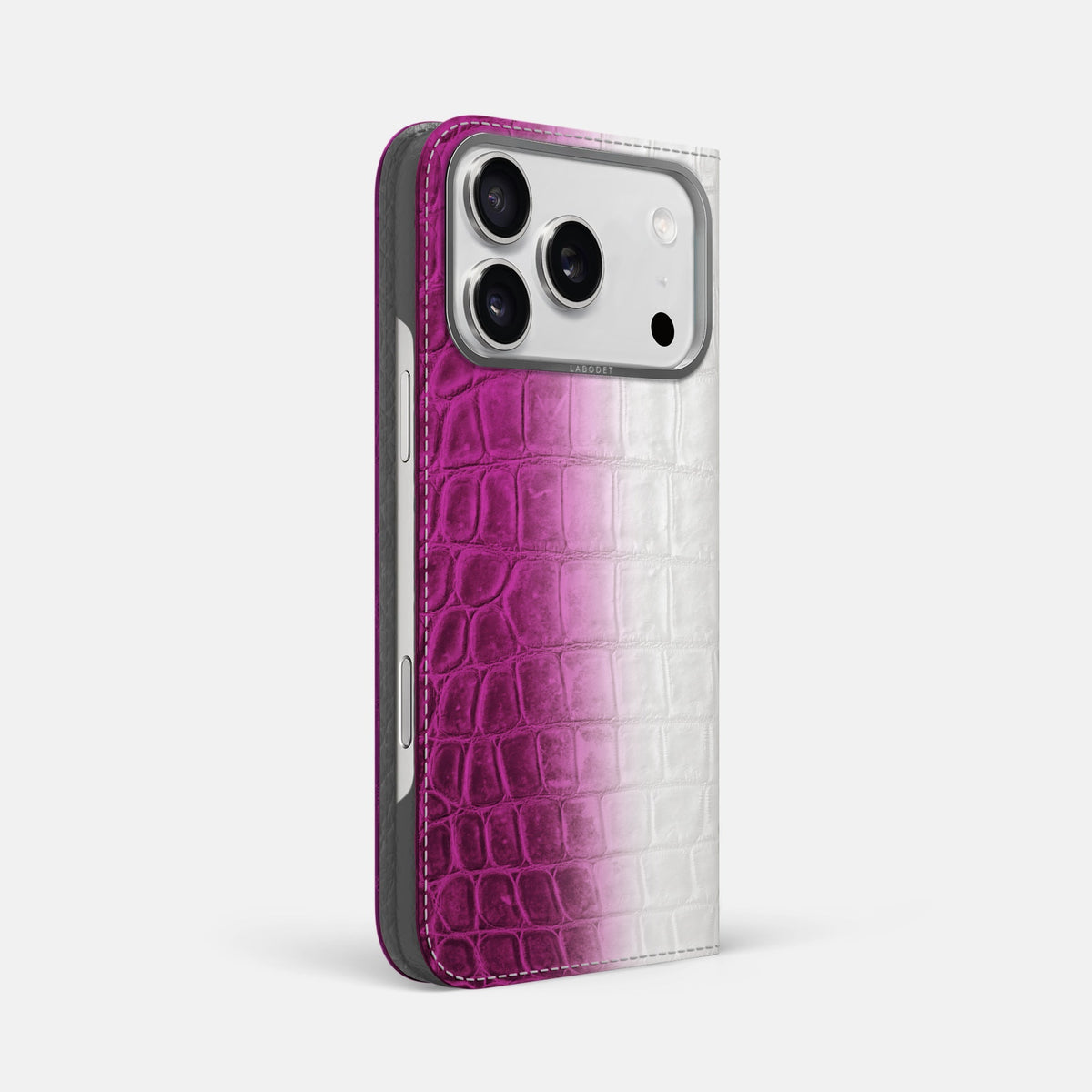 Folio Case For iPhone 18 Pro Max In Himalayan Crocodile -1 | Fuchsia-Steel
