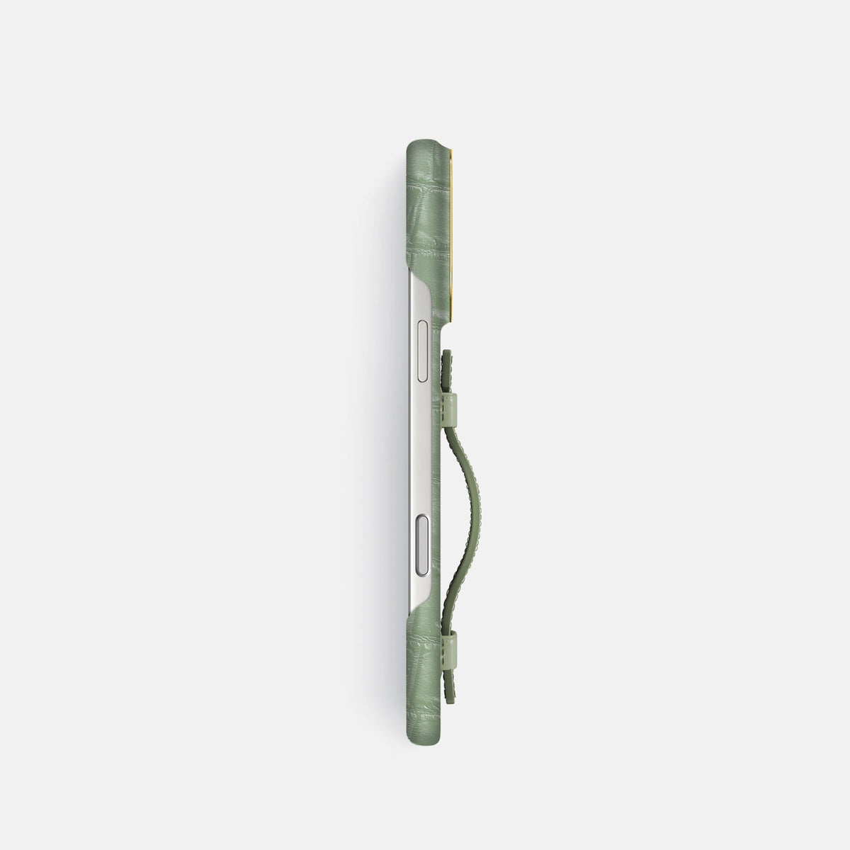 Handle Case For iPhone 18 Pro In Himalayan Crocodile -3 | Pistachio-Gold