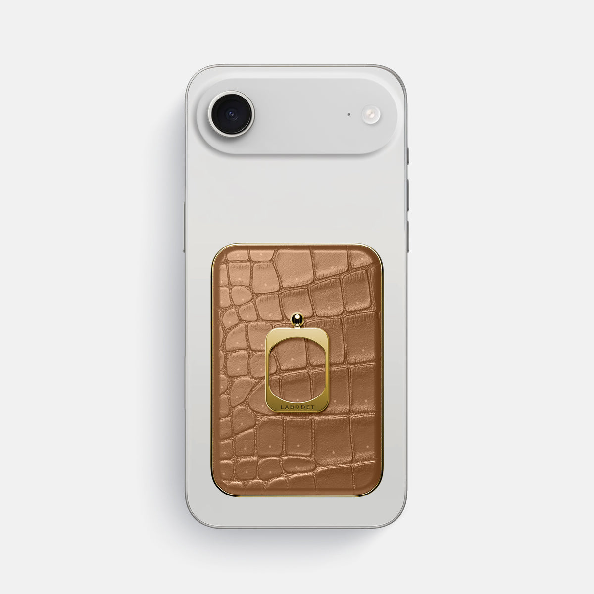 MagSafe Ring For iPhone 17 Air In Porosus Crocodile -2 | Milk-Chocolate-Gold