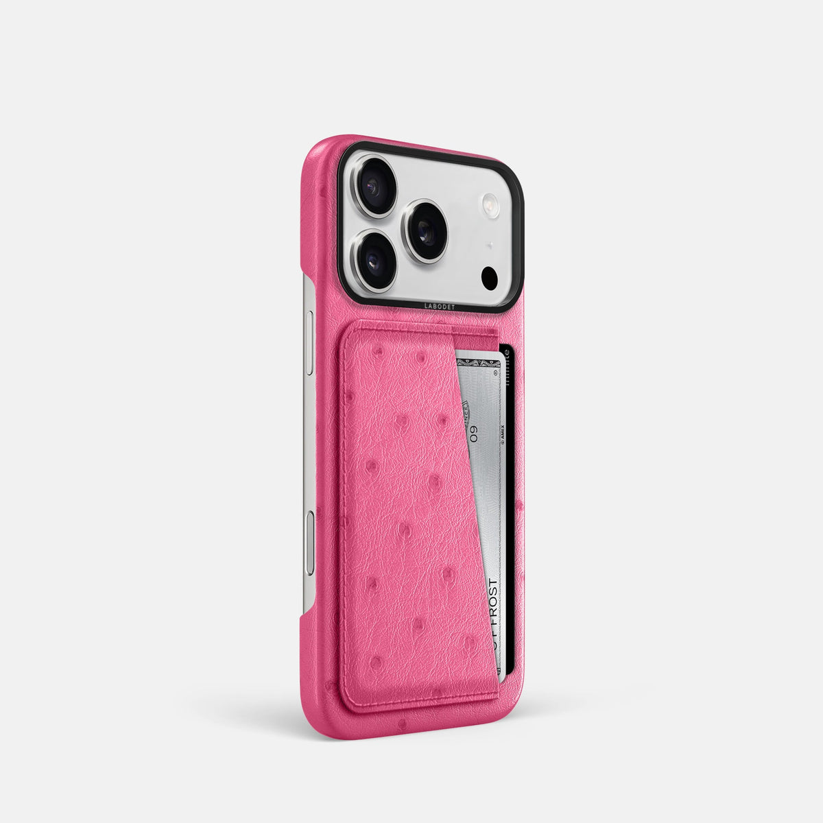 Double Card Case For iPhone 18 Pro In Ostrich -2 | Pink-Black