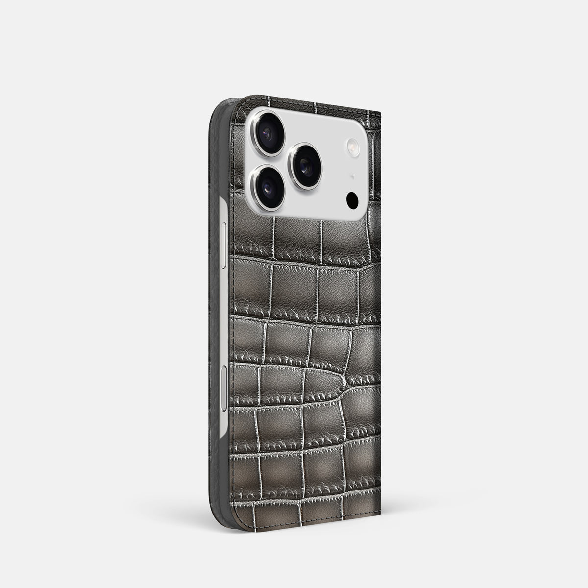 Folio Slim Case For iPhone 17 Pro In Patina Alligator -1 | Grey