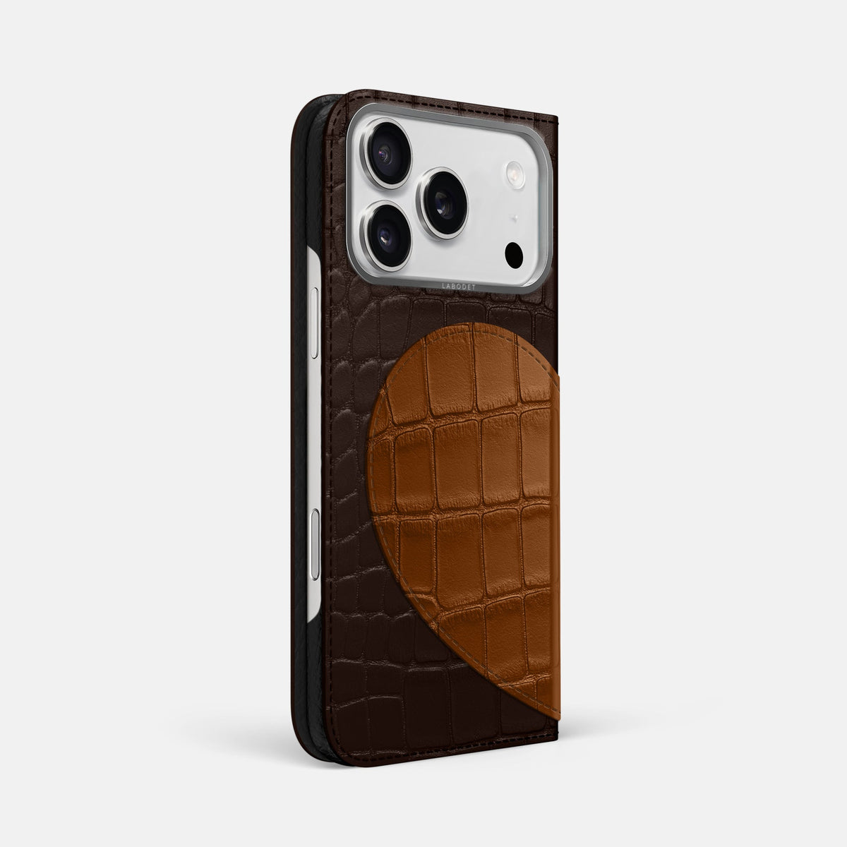 Folio Case With Heart For iPhone 18 Pro Max In Alligator -1 | Dark-Brown-Steel