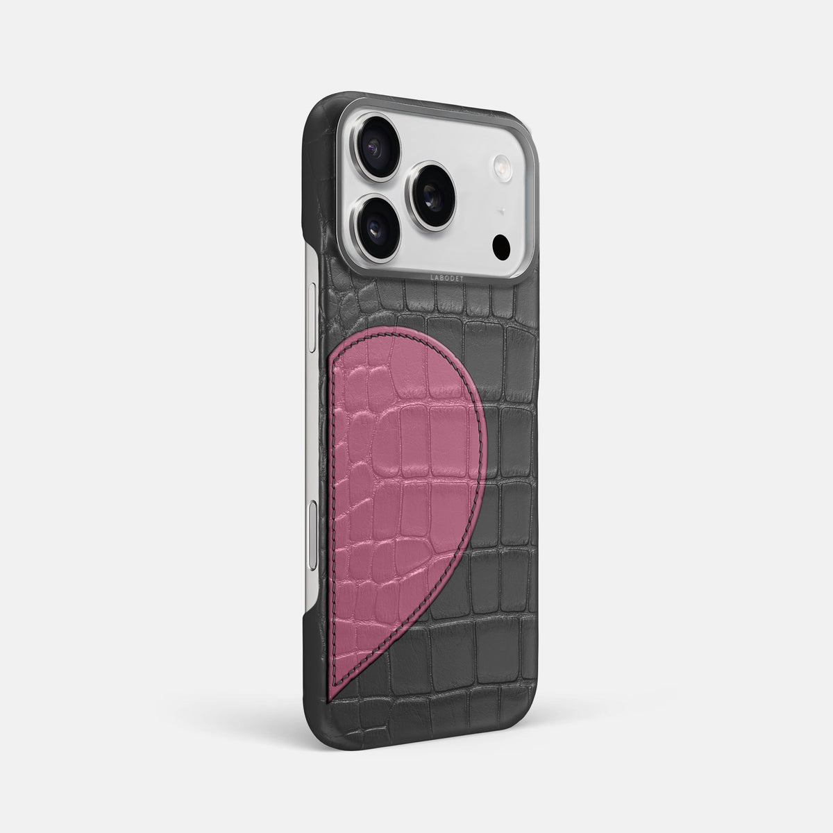 Classic Case With Half Heart - Right For iPhone 18 Pro Max In Alligator -2 | Grey-Steel