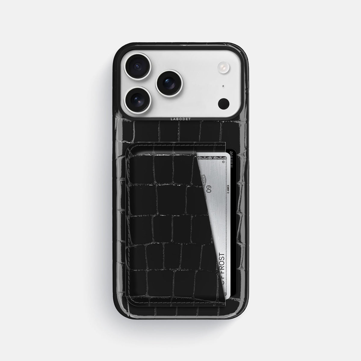 Double Card Case For iPhone 18 Pro Max In Shiny Alligator -1 | Black-Black