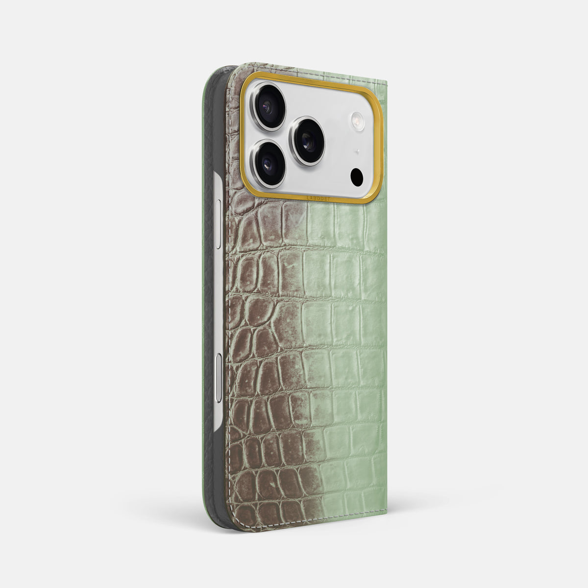 Folio Case For iPhone 17 Pro Max In Himalayan Crocodile -1 | Pistachio-Gold