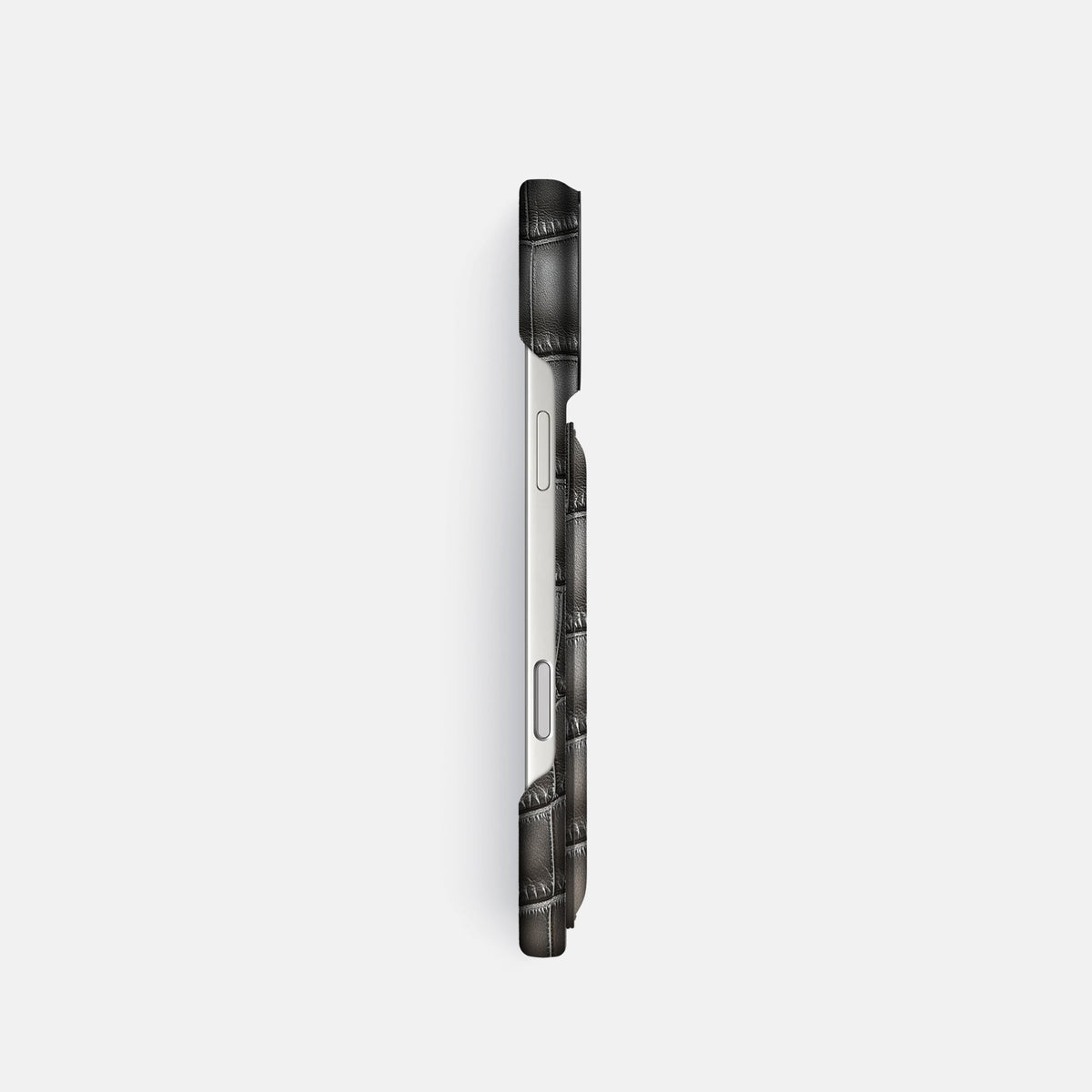 Double Card Case For iPhone 18 Pro In Patina Alligator -3 | Grey-Black