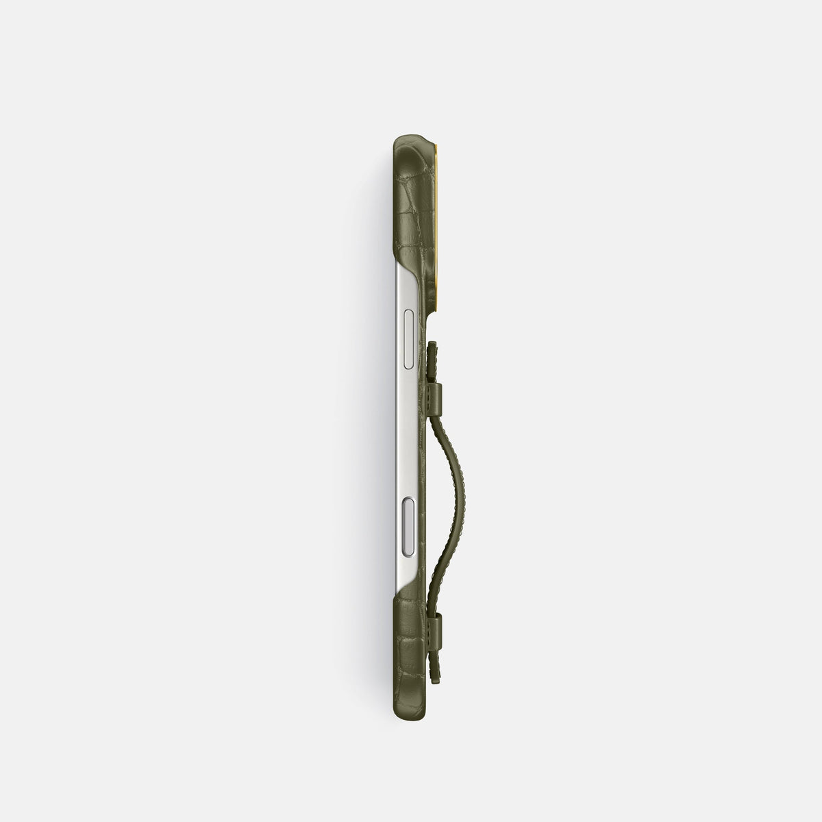 Handle Case For iPhone 18 Pro In Alligator -3 | Kaki-Green-Gold
