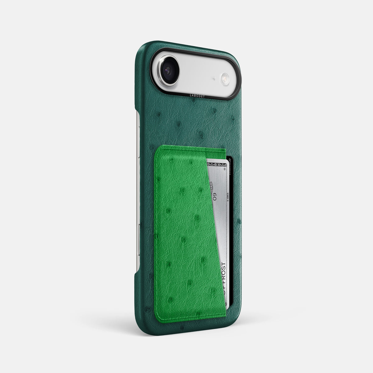 Double Card Case Coloré For iPhone 17 Air In Ostrich -2 | Forest-Green-Black