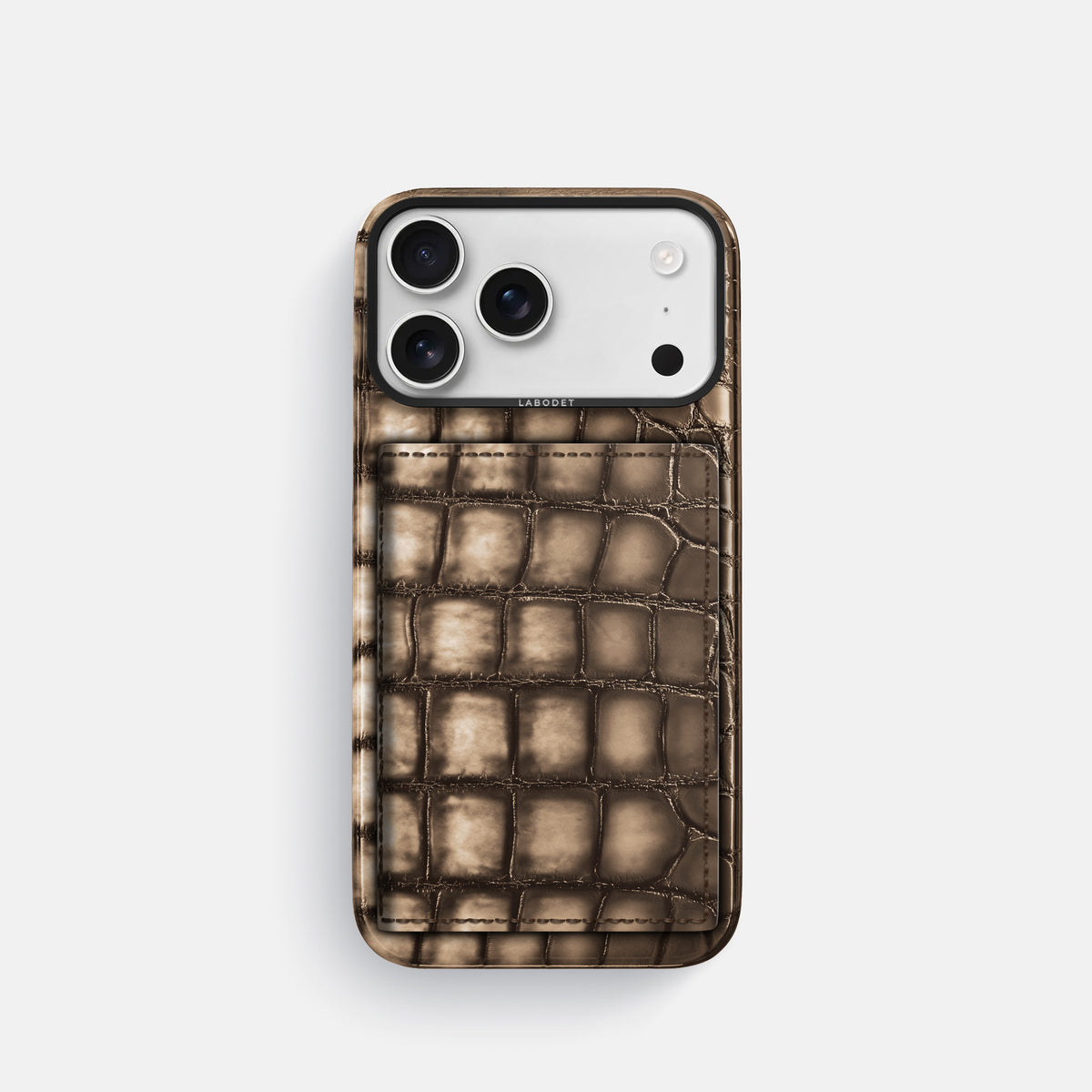 Bi-Fold Case For iPhone 17 Pro In Patina Alligator -1 | Etoupe-Black