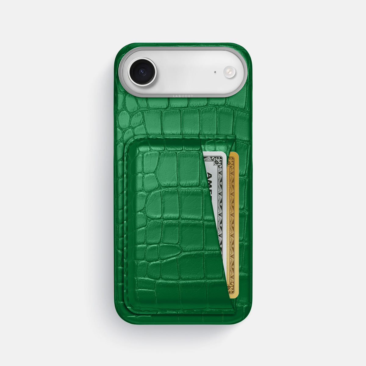 Double Card Case For iPhone 17 Air In Alligator -1 | Forest-Green-Steel