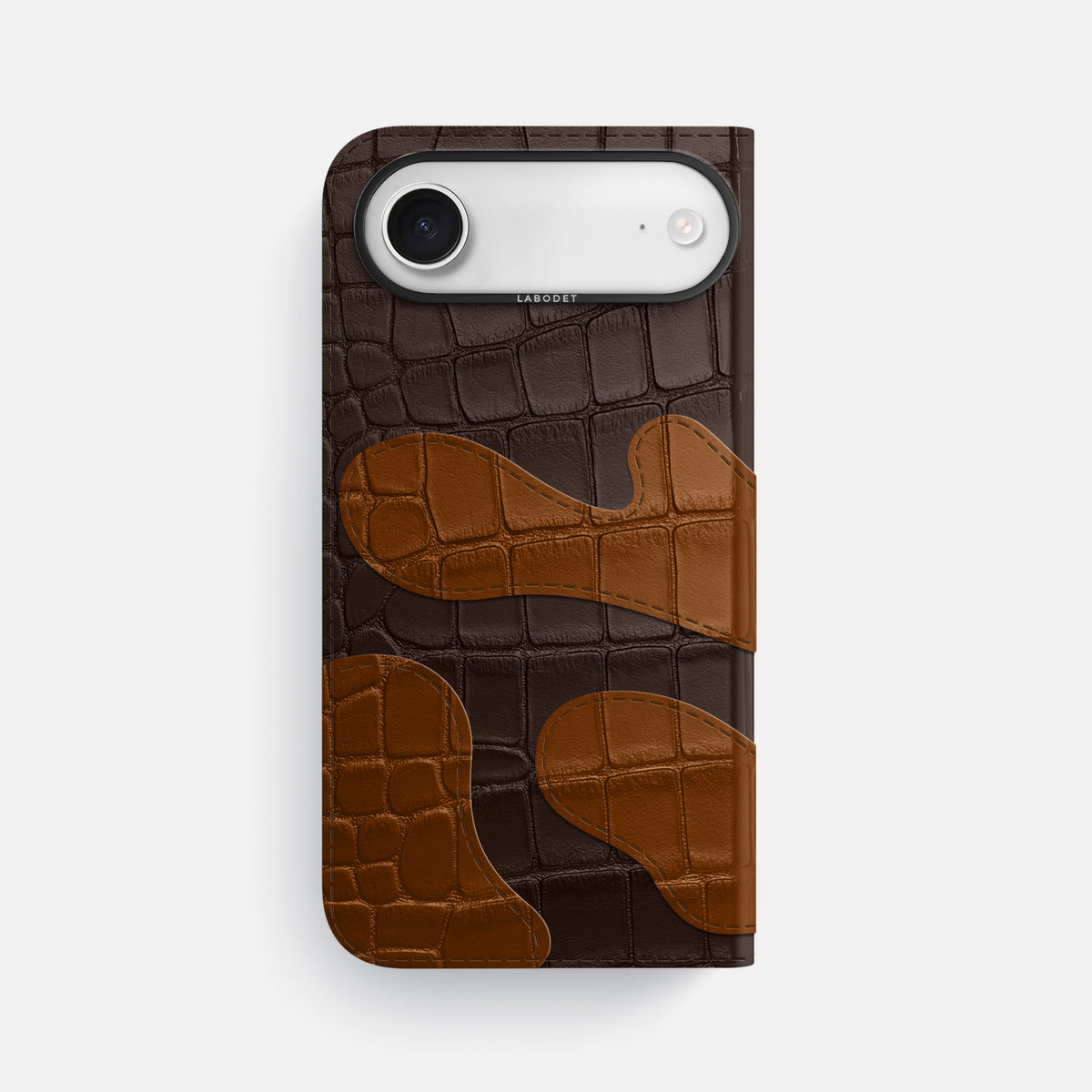 Camouflage Folio For iPhone 17 Air In Alligator -3 | Dark-Brown-Black
