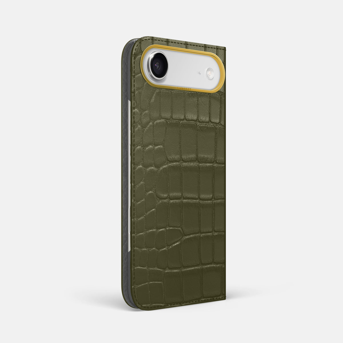 Folio Case For iPhone 17 Air In Alligator -1 | Kaki-Green-Gold
