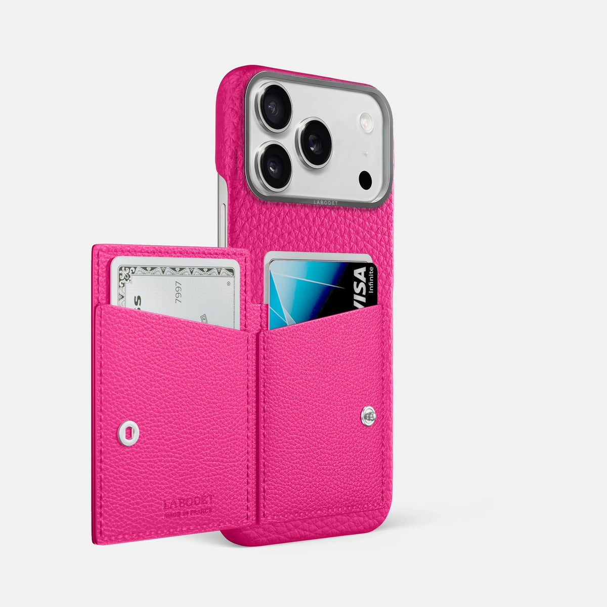 Bi-Fold Case For iPhone 18 Pro Max In Calf -2 | Magenta-Steel