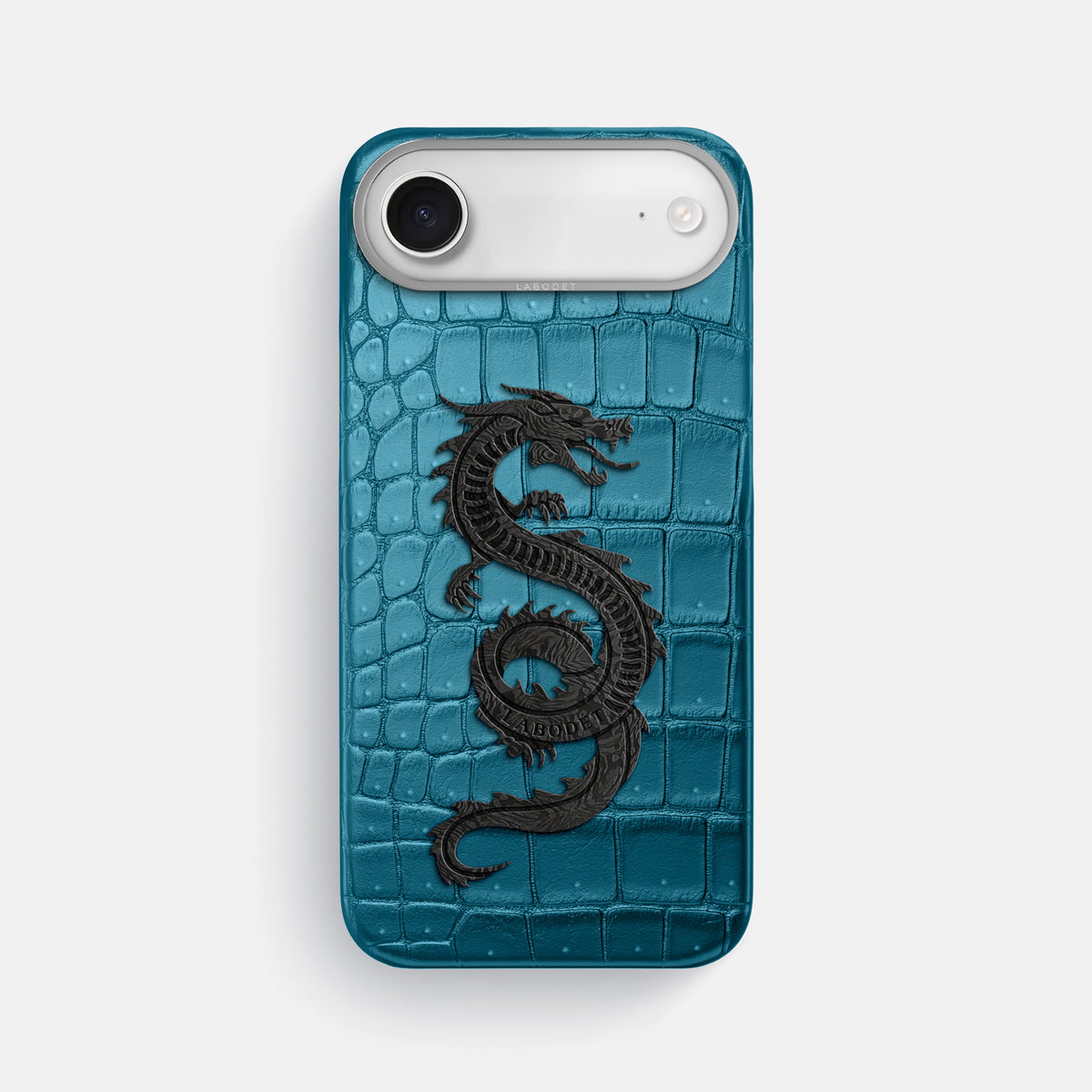 Classic Case With Carbon Dragon For iPhone 17 Air In Porosus Crocodile -1 | Turquoise-Steel
