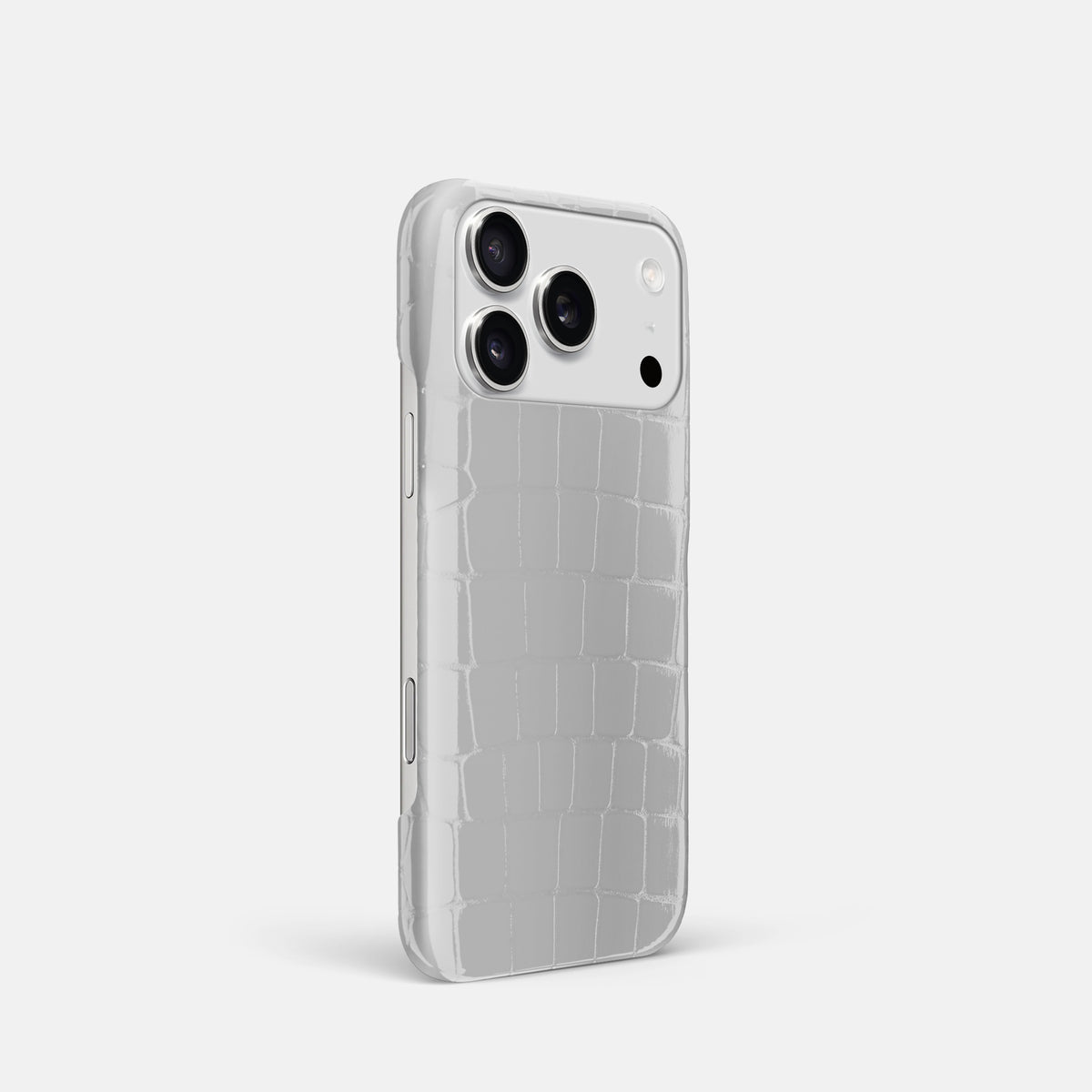 Slim Case For iPhone 17 Pro In Shiny Alligator -2 | White