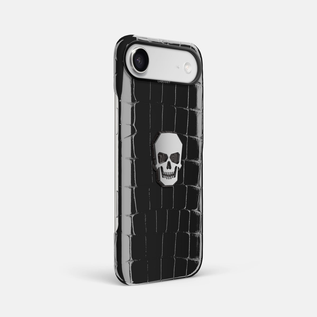Classic Case With Titanium Skull For iPhone 17 Air In Shiny Alligator -2 | Black-Black