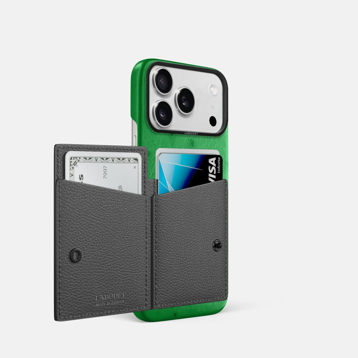 Bi-Fold Case For iPhone 18 Pro In Ostrich -2 | Kentucky-Green-Black