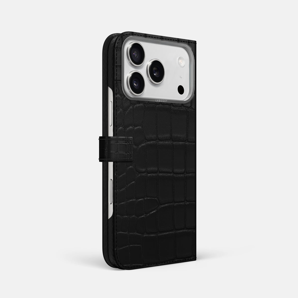 Folio Case with Clasp For iPhone 17 Pro Max In Alligator -1 | Black-Steel