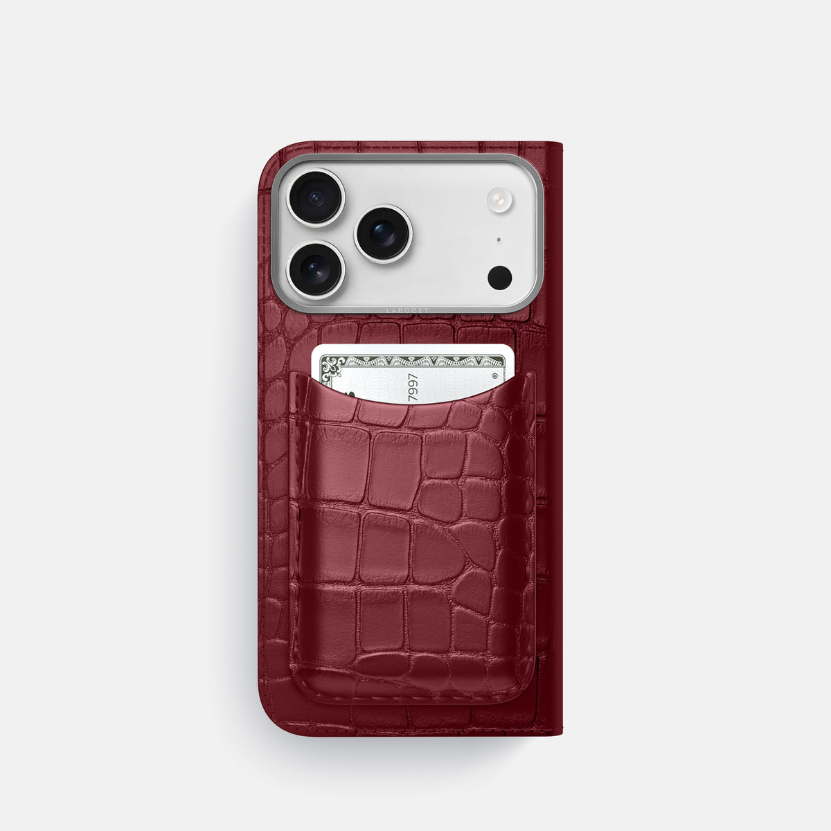 Folio Case with Card For iPhone 17 Pro In Alligator -3 | Burgundy-Steel