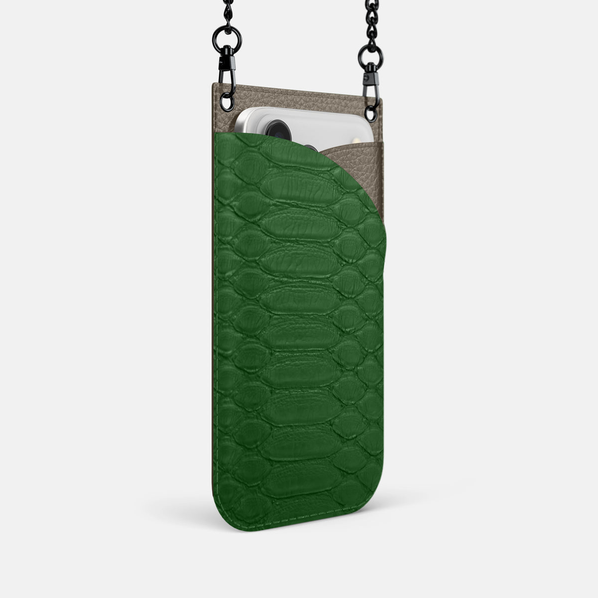 Crossbody Bag For iPhone 17 Pro In Python -2 | Green-Black