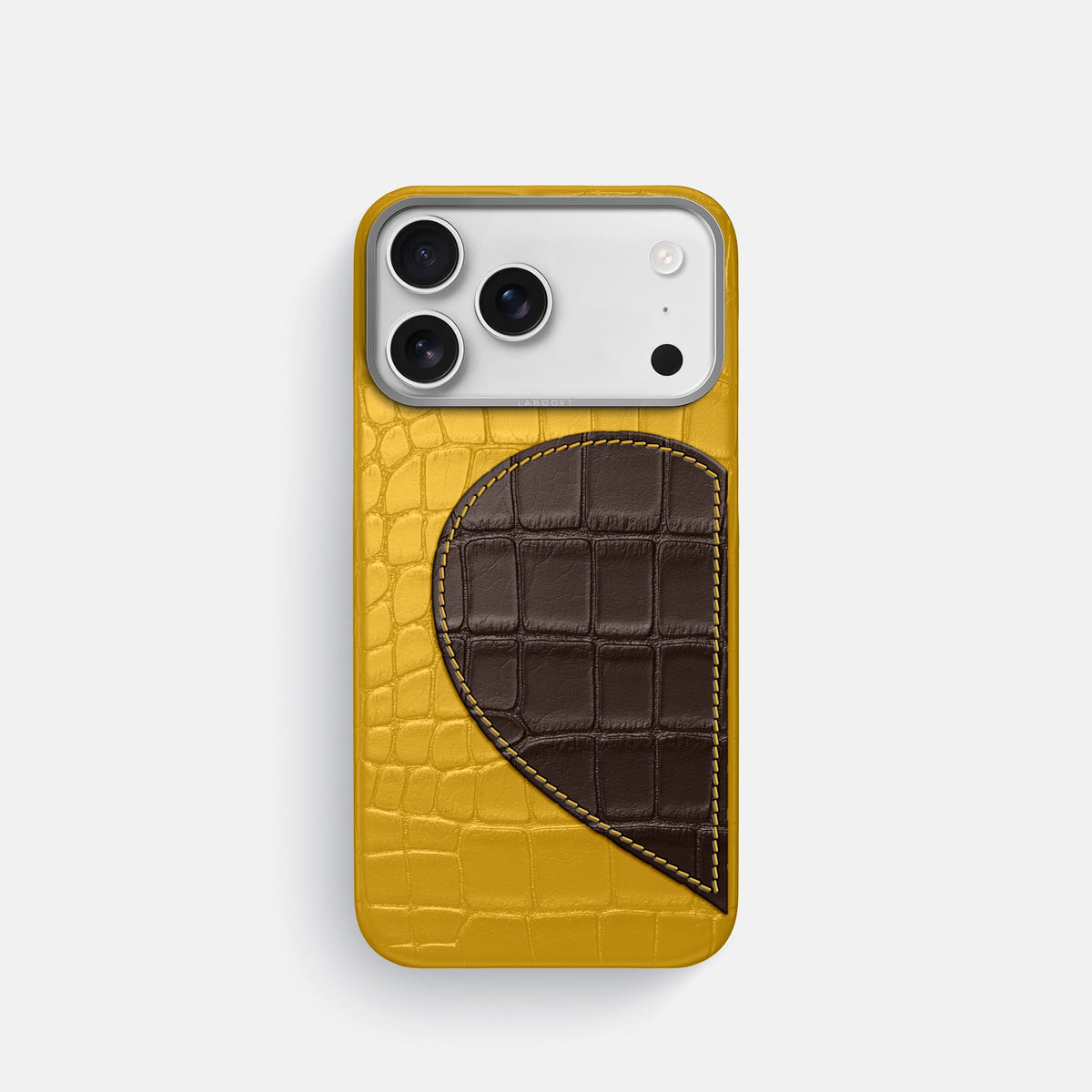 Classic Case With Half Heart - Left For iPhone 18 Pro In Alligator -1 | Yellow-Steel