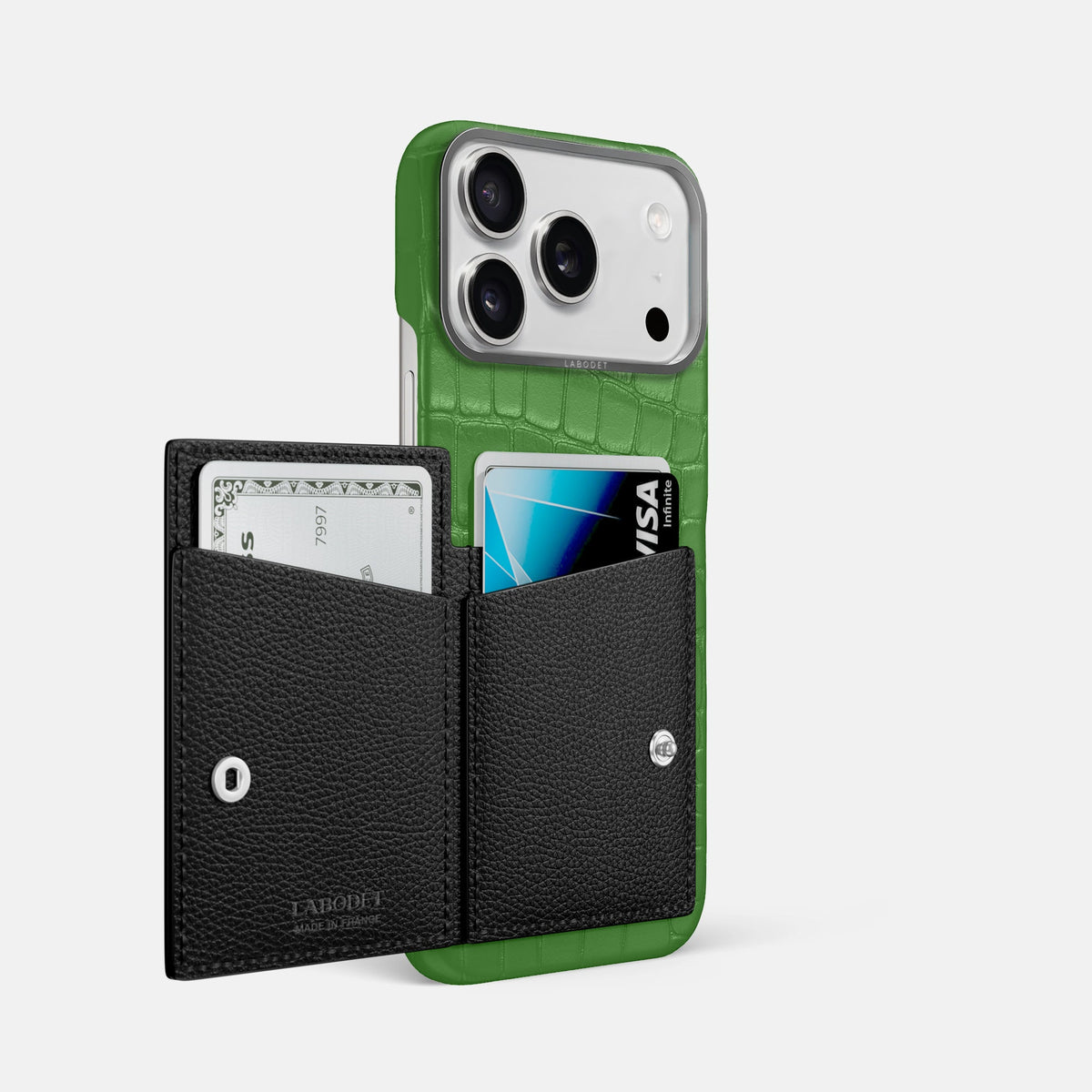 Bi-Fold Case For iPhone 18 Pro Max In Alligator -2 | Apple-Green-Steel