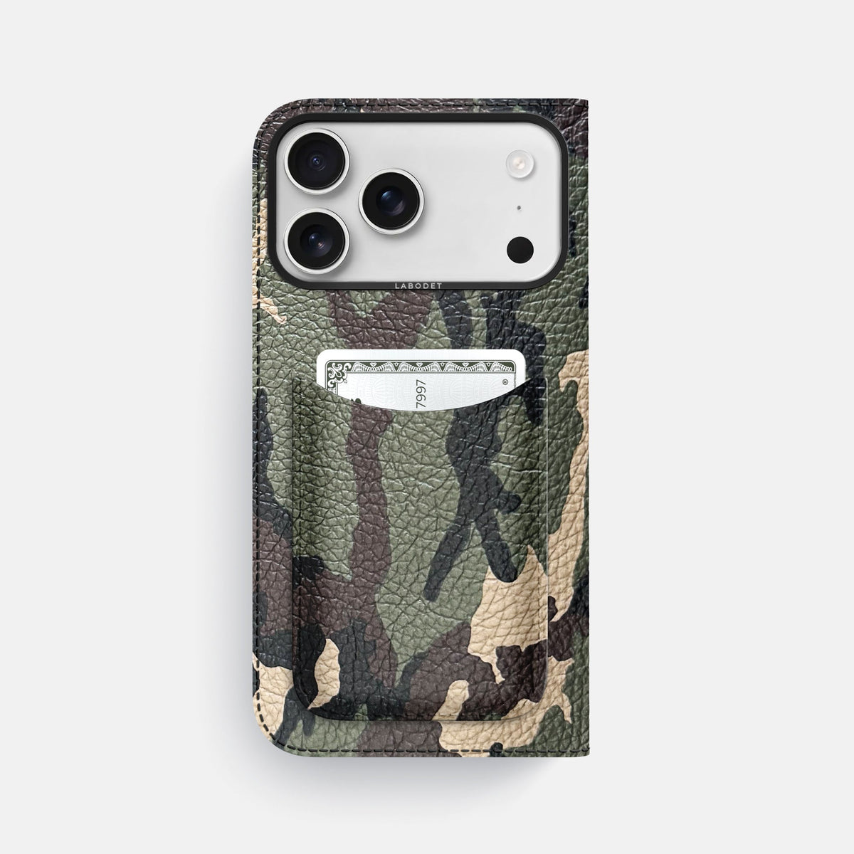 Folio Case with Card For iPhone 18 Pro Max In Calf -3 | Camouflage-Black