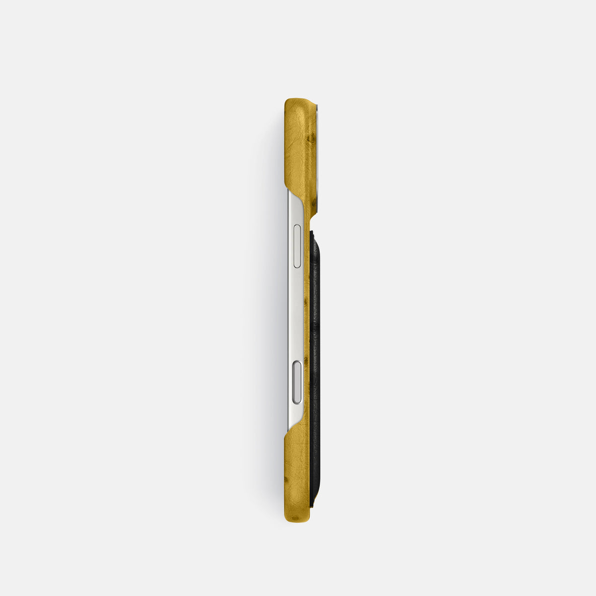 Double Card Case Coloré For iPhone 17 Pro In Ostrich -3 | Gold-Steel