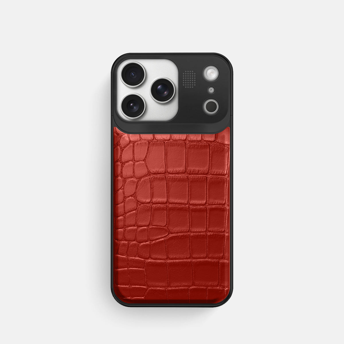 Metal Case For iPhone 17 Pro In Alligator -1 | Red-Black