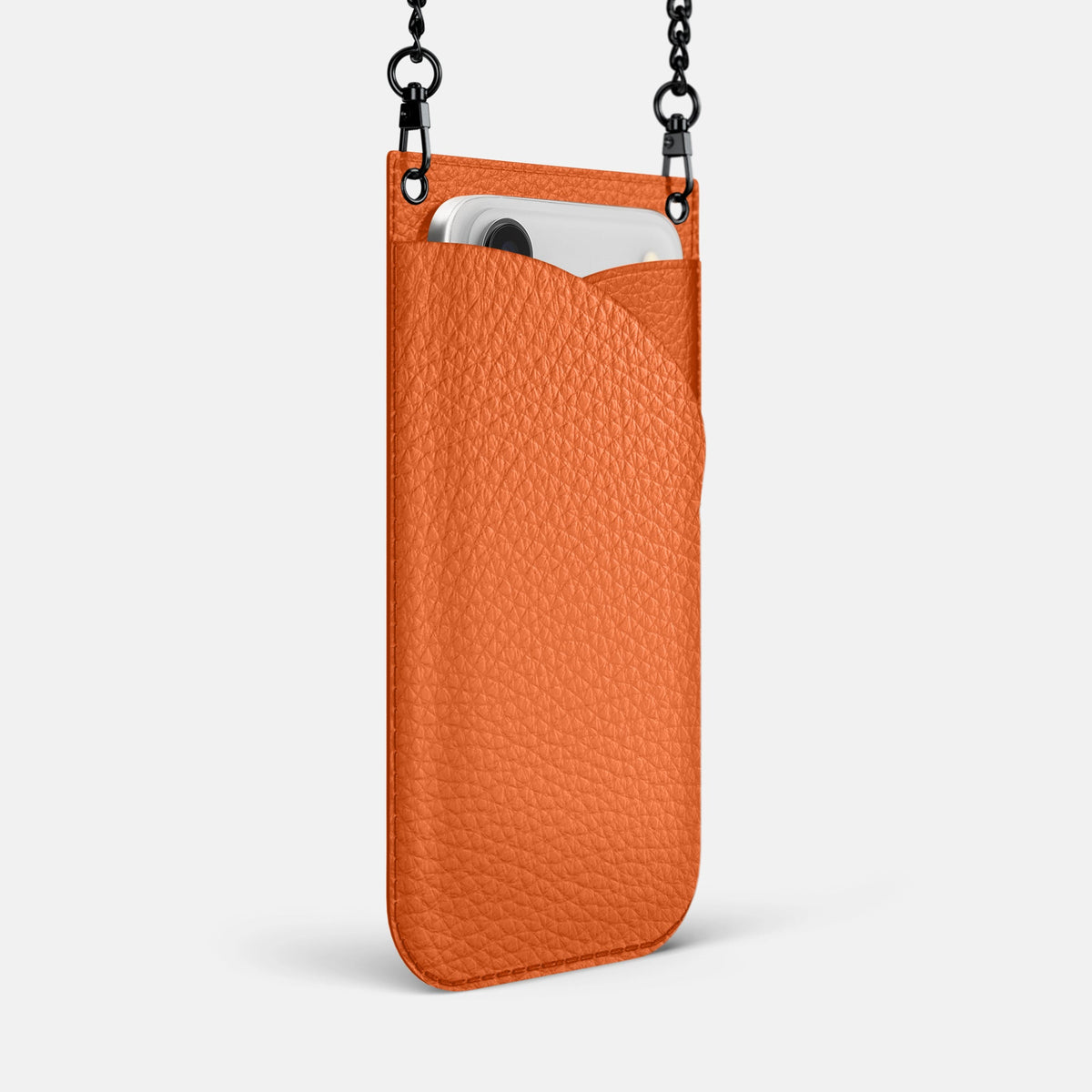 Crossbody Bag For iPhone 18 Pro Max In Calf -2 | Orange-Black