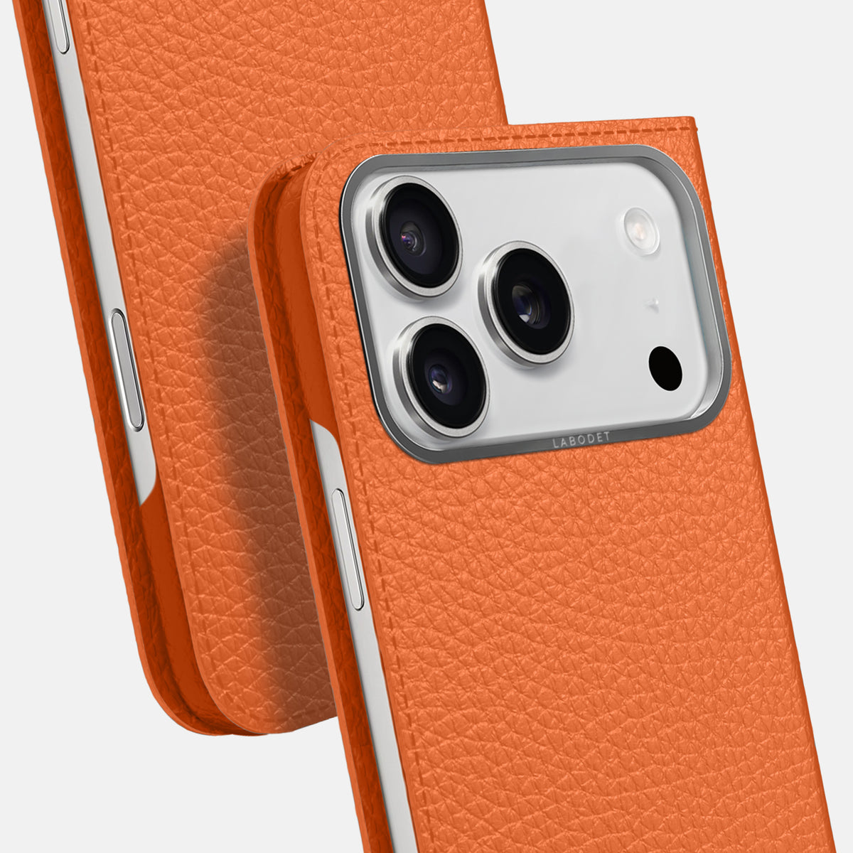 Folio Case For iPhone 17 Pro In Calf -5 | Orange-Steel