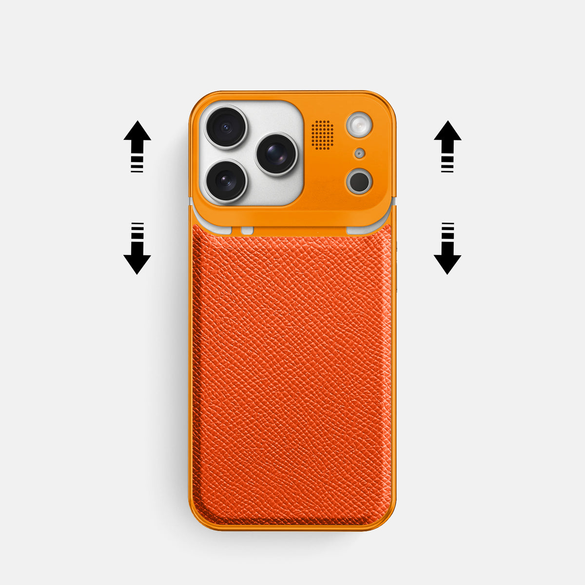 Metal Case For iPhone 17 Pro In Epsom-Style Calf -2 | Orange-Orange