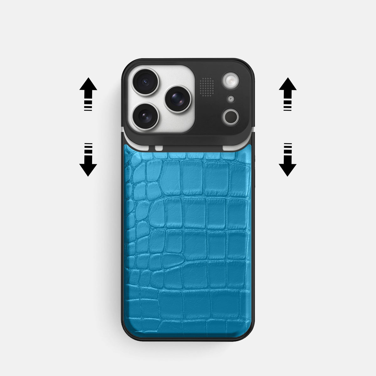Metal Case For iPhone 18 Pro In Alligator -2 | Curaçao-Blue-Black
