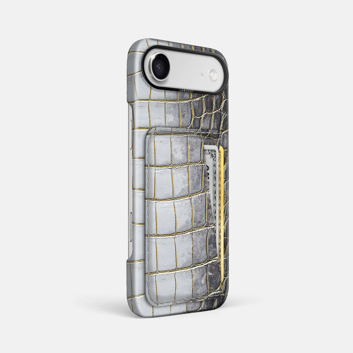 Double Card Case For iPhone 17 Air In Himalayan Crocodile -2 | Gold-Black