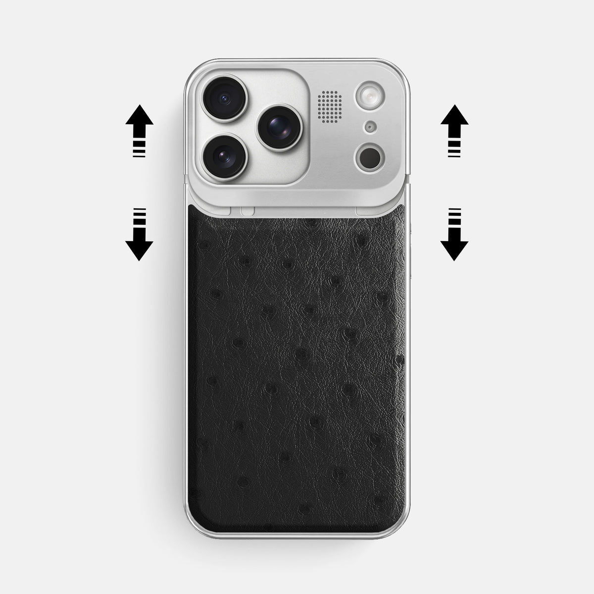 Metal Case For iPhone 17 Pro Max In Ostrich -2 | Black-Steel