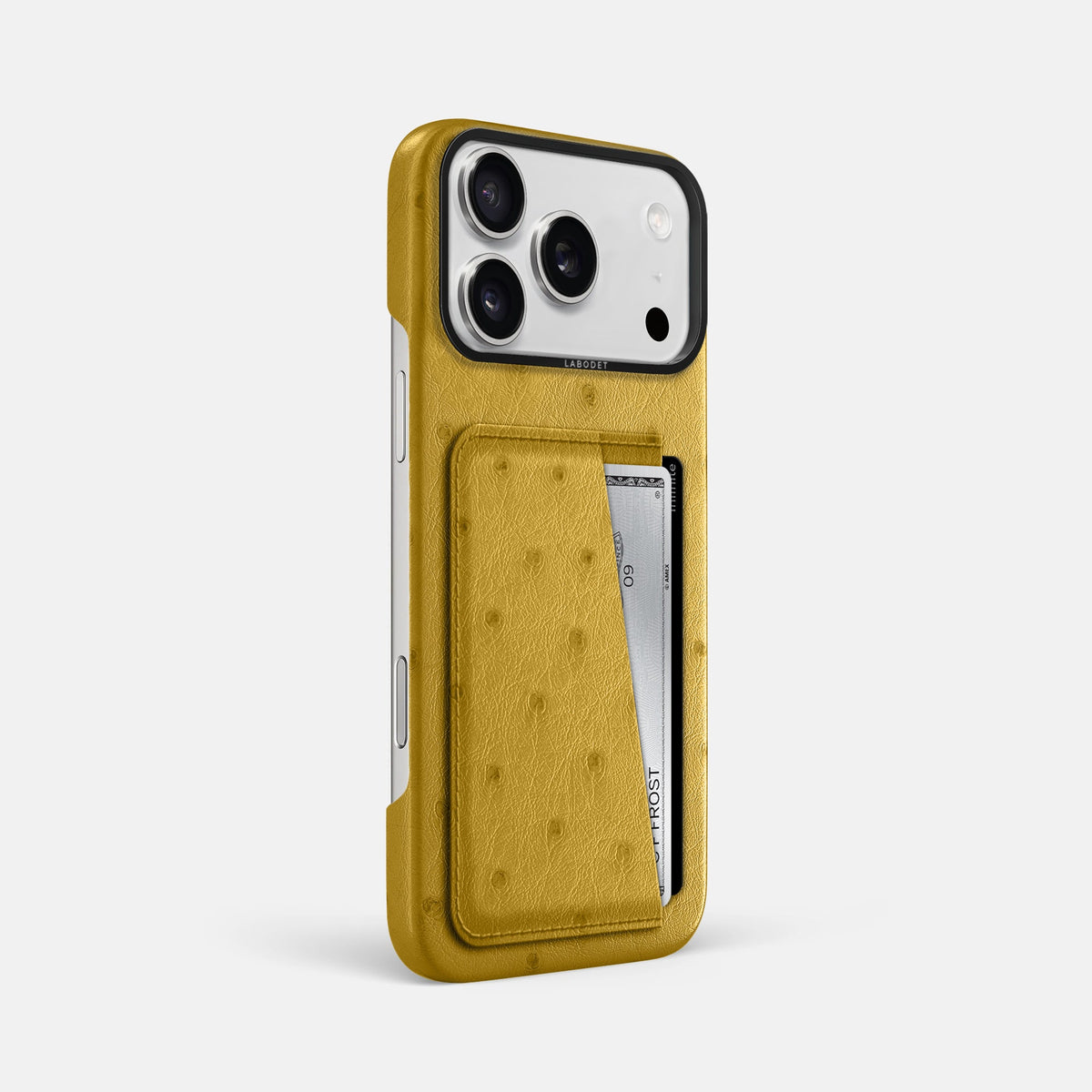 Double Card Case For iPhone 18 Pro Max In Ostrich -2 | Gold-Black