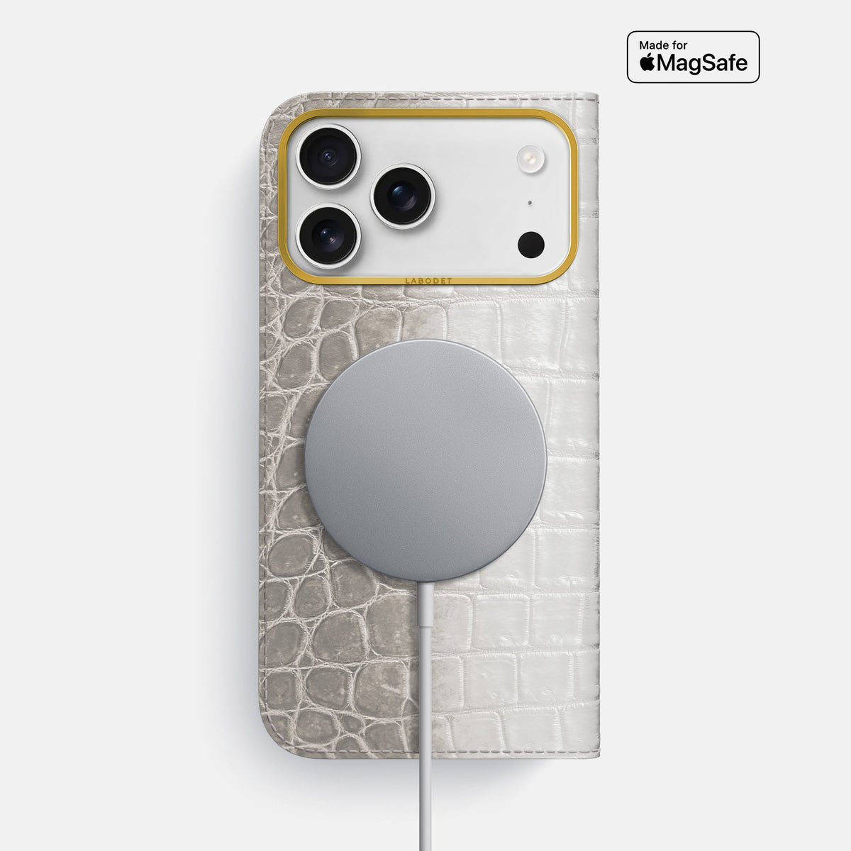 Folio Case For iPhone 18 Pro Max In Himalayan Crocodile -3 | Grey-Gold