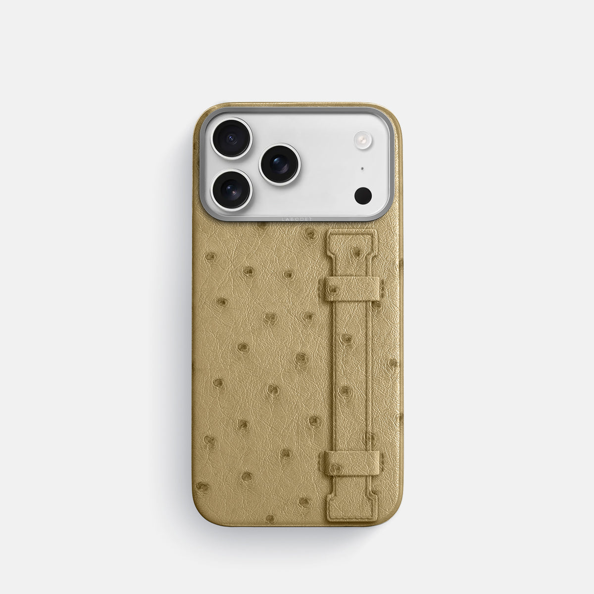 Handle Case For iPhone 17 Pro In Ostrich -1 | Desert-Sand-Steel