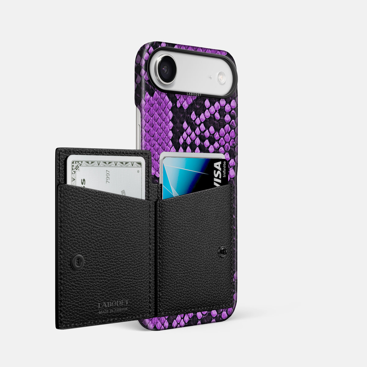 Bi-Fold Case For iPhone 17 Air In Deluxe Python -2 | Purple-Black