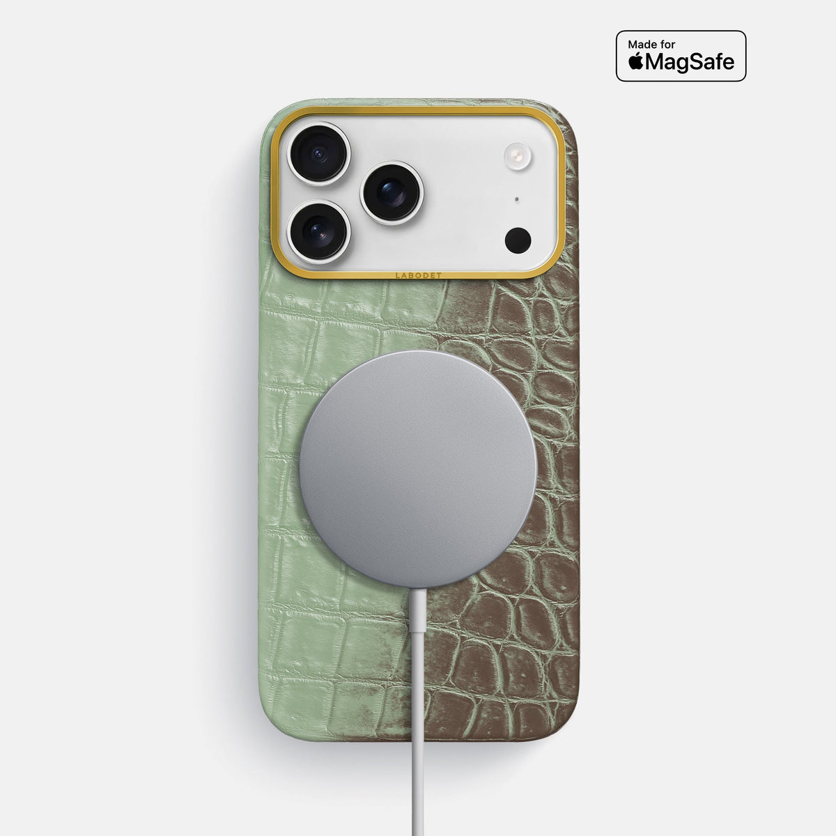 Classic Case For iPhone 18 Pro Max In Himalayan Crocodile -4 | Pistachio-Gold