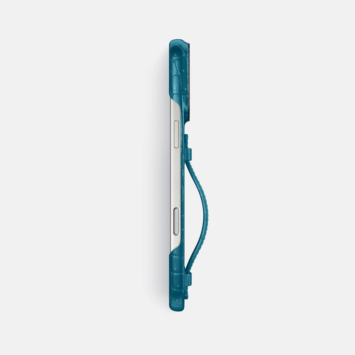 Center Handle For iPhone 18 Pro Max In Porosus Crocodile -2 | Turquoise-Black