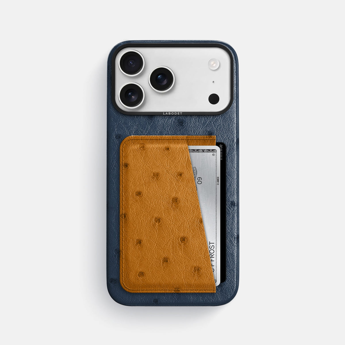 Double Card Case Coloré For iPhone 18 Pro Max In Ostrich -1 | Navy-Blue-Black