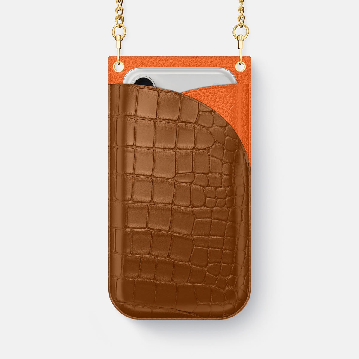 Crossbody Bag For iPhone 17 Pro In Alligator -1 | Honey-Gold